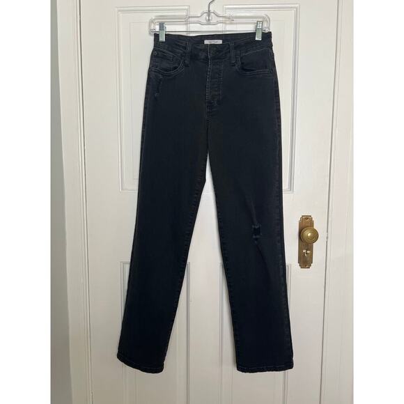 Sts Blue Women's 26 Black Jeans Cameron High Rise Distressed Button Fly Straight - Picture 1 of 14